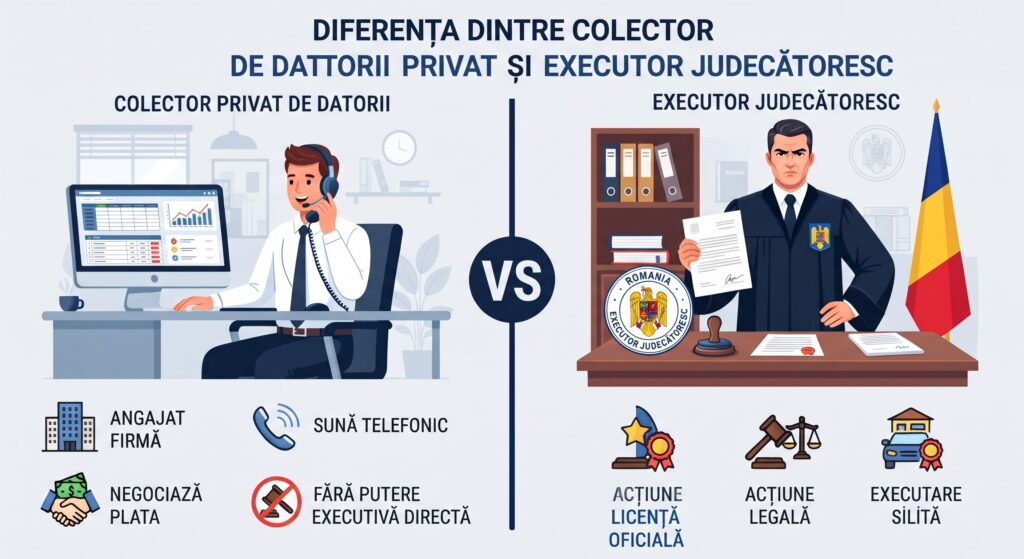 Colector de datorii sau executor judecătoresc: cine poate pune sechestru și cine doar negociază